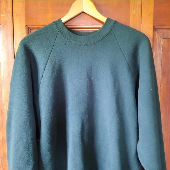 Vintage Fruit of the Loom forest green raglan sleeve crewneck sweatshirt size XL - Picture 2 of 7